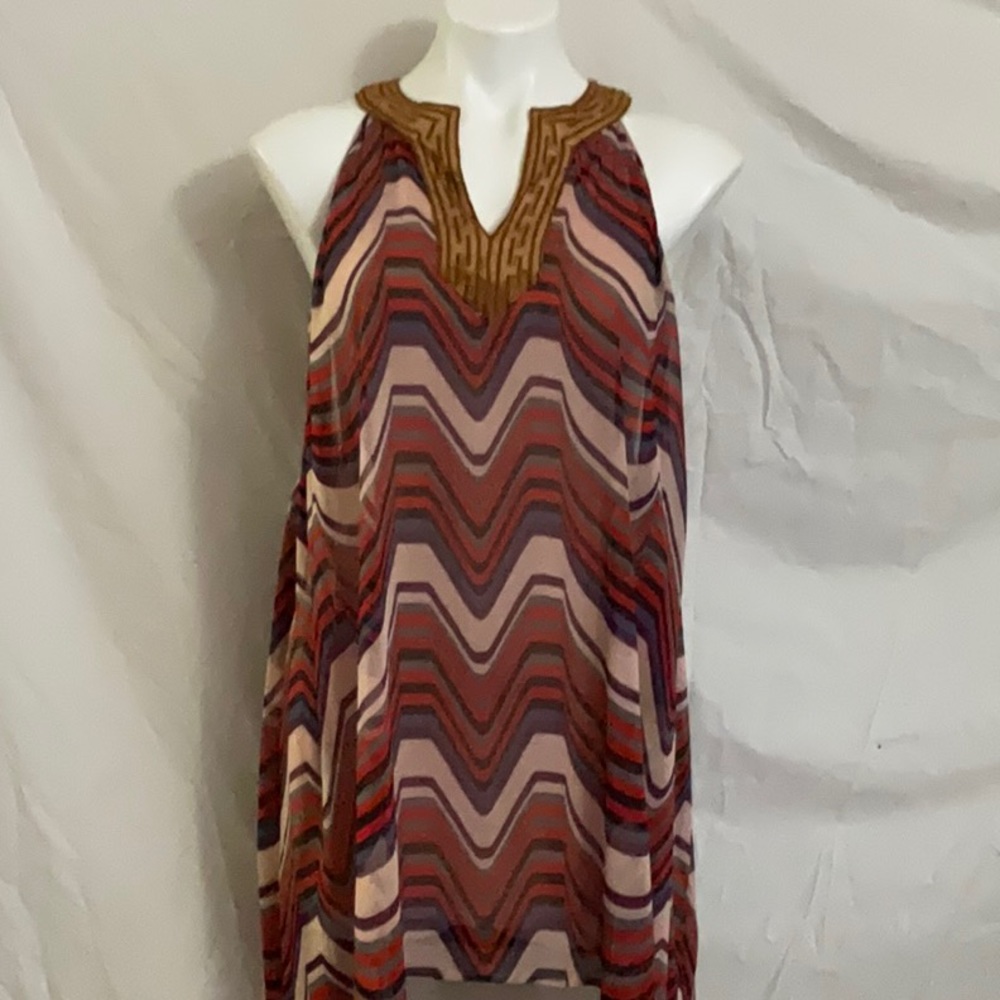 Free People Short Casual Dress Sz S Boho asymmetrical Hemline Aztec RN66170